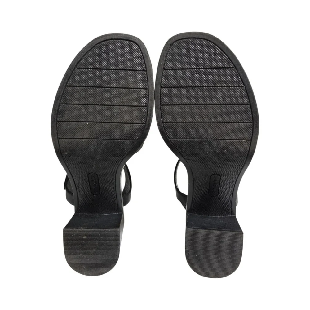 Frye and Co Westmont Black Braided Block‎ Heel Sandals Womens 9M